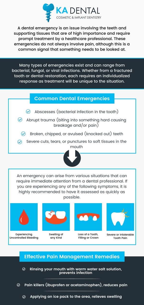 A dental emergency can happen unexpectedly, causing pain, discomfort, or even the loss of a tooth. At KA Dental, we provide prompt and compassionate care for a variety of dental emergencies, including severe toothaches, broken teeth, and injuries to the gums. Our experienced team is dedicated to relieving your pain and restoring your smile, ensuring that you receive the immediate attention you need in a comfortable, supportive environment. For more information, contact us or request an appointment online. We have convenient locations to serve you in Royal Palm Beach, West Palm Beach, Palm Beach Gardens, and Lantana, FL. A dental emergency can happen unexpectedly, causing pain, discomfort, or even the loss of a tooth. At KA Dental, we provide prompt and compassionate care for a variety of dental emergencies, including severe toothaches, broken teeth, and injuries to the gums. Our experienced team is dedicated to relieving your pain and restoring your smile, ensuring that you receive the immediate attention you need in a comfortable, supportive environment. For more information, contact us or request an appointment online. We have convenient locations to serve you in Royal Palm Beach, West Palm Beach, Palm Beach Gardens, and Lantana, FL.