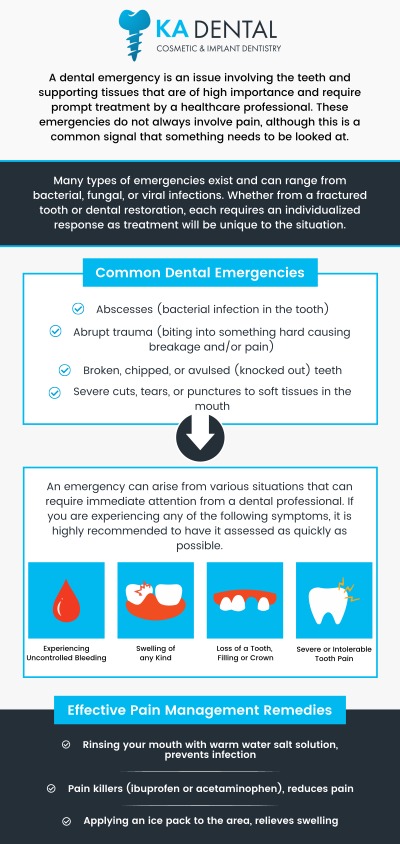 A dental emergency can happen unexpectedly, causing pain, discomfort, or even the loss of a tooth. At KA Dental, we provide prompt and compassionate care for a variety of dental emergencies, including severe toothaches, broken teeth, and injuries to the gums. Our experienced team is dedicated to relieving your pain and restoring your smile, ensuring that you receive the immediate attention you need in a comfortable, supportive environment. For more information, contact us or request an appointment online. We have convenient locations to serve you in Royal Palm Beach, West Palm Beach, Palm Beach Gardens, and Lantana, FL. A dental emergency can happen unexpectedly, causing pain, discomfort, or even the loss of a tooth. At KA Dental, we provide prompt and compassionate care for a variety of dental emergencies, including severe toothaches, broken teeth, and injuries to the gums. Our experienced team is dedicated to relieving your pain and restoring your smile, ensuring that you receive the immediate attention you need in a comfortable, supportive environment. For more information, contact us or request an appointment online. We have convenient locations to serve you in Royal Palm Beach, West Palm Beach, Palm Beach Gardens, and Lantana, FL.