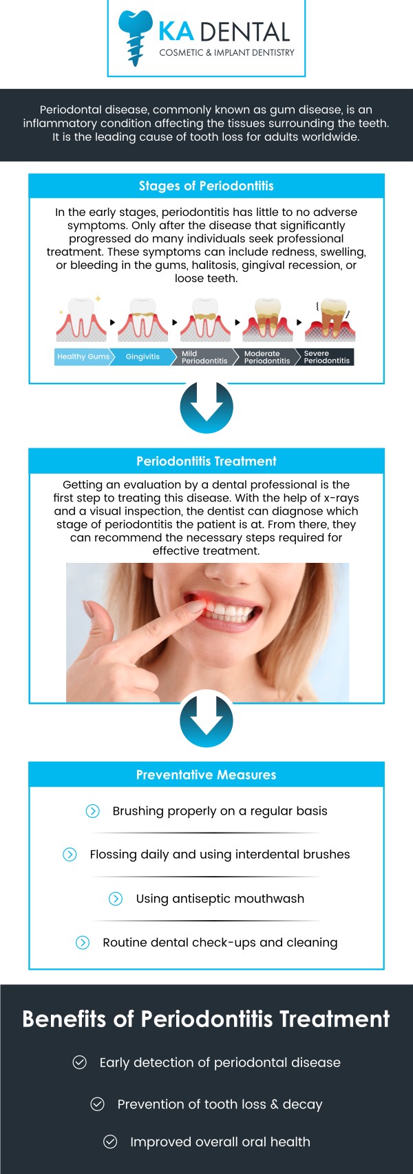 Periodontal therapy is a specialized treatment designed to address gum disease and improve the health of your gums and supporting structures. This therapy can range from deep cleanings to more advanced procedures, aimed at removing plaque and tartar buildup below the gumline, reducing inflammation, and preventing tooth loss. Visit Dr. Krunal Patel, BDS, DDS, FICOI, at KA Dental in Palm Beach Gardens, FL, for expert periodontal therapy. For more information, contact us or request an appointment online. We have convenient locations to serve you in Royal Palm Beach, West Palm Beach, Palm Beach Gardens, and Lantana, FL. Periodontal therapy is a specialized treatment designed to address gum disease and improve the health of your gums and supporting structures. This therapy can range from deep cleanings to more advanced procedures, aimed at removing plaque and tartar buildup below the gumline, reducing inflammation, and preventing tooth loss. Visit Dr. Krunal Patel, BDS, DDS, FICOI, at KA Dental in Palm Beach Gardens, FL, for expert periodontal therapy. For more information, contact us or request an appointment online. We have convenient locations to serve you in Royal Palm Beach, West Palm Beach, Palm Beach Gardens, and Lantana, FL.